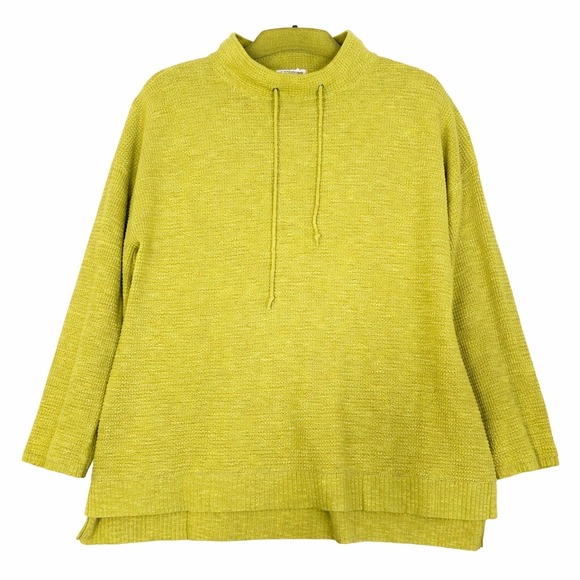 Eileen Fisher Sweaters - Eileen Fisher Woman 1X‎ Sweater Chartreuse Green Organic Linen Cotton Mock Neck